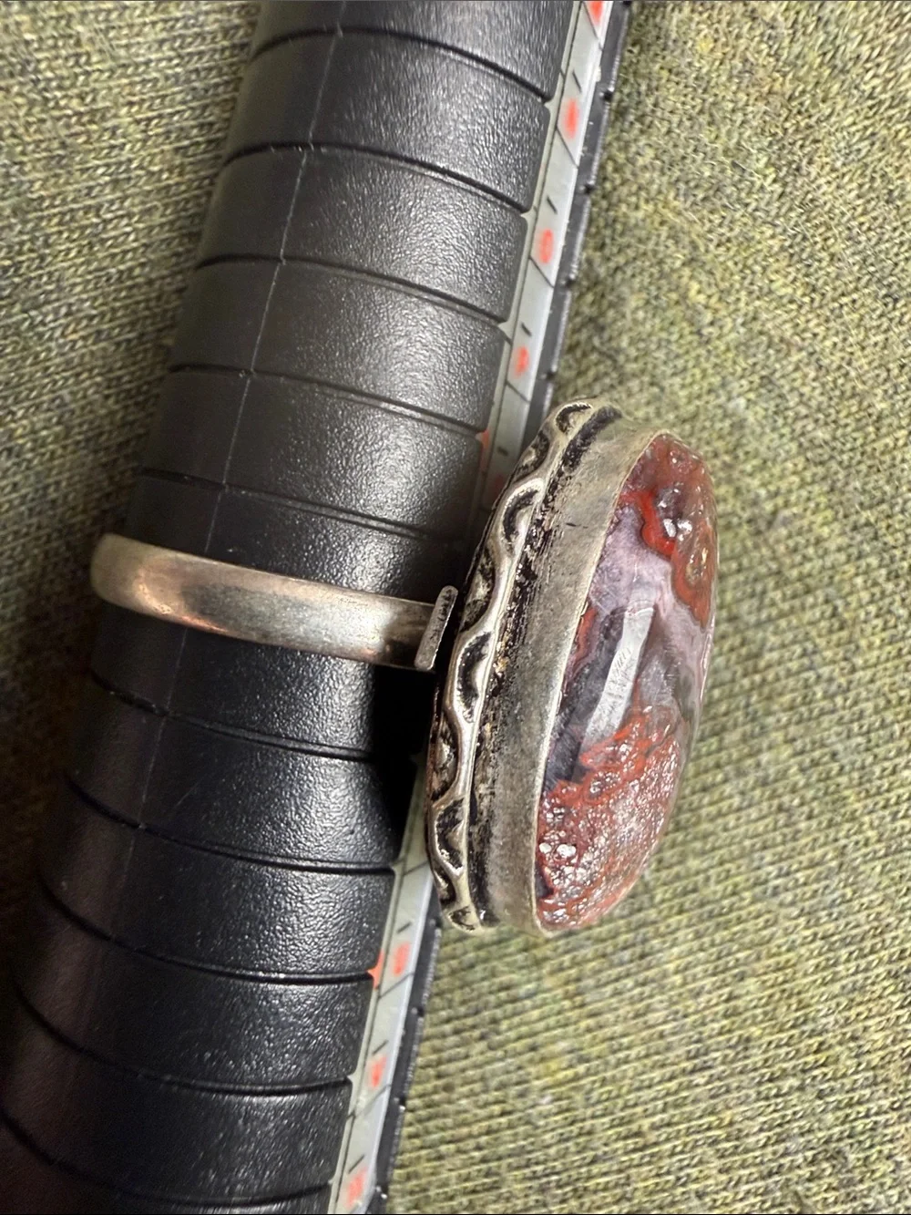 Crazy Lace Agate 925 Sterling silver ring